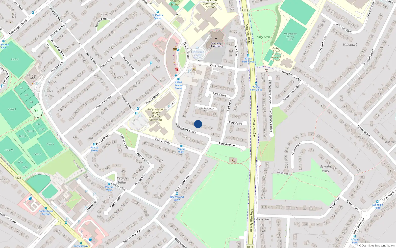 Overhead map showing the location of 20 Glenageary Court, Dublin