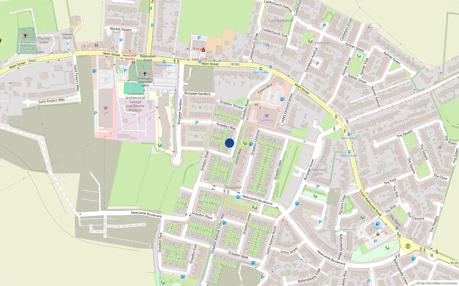 Overhead map showing the location of 20 Graydon Road, Newcastle South