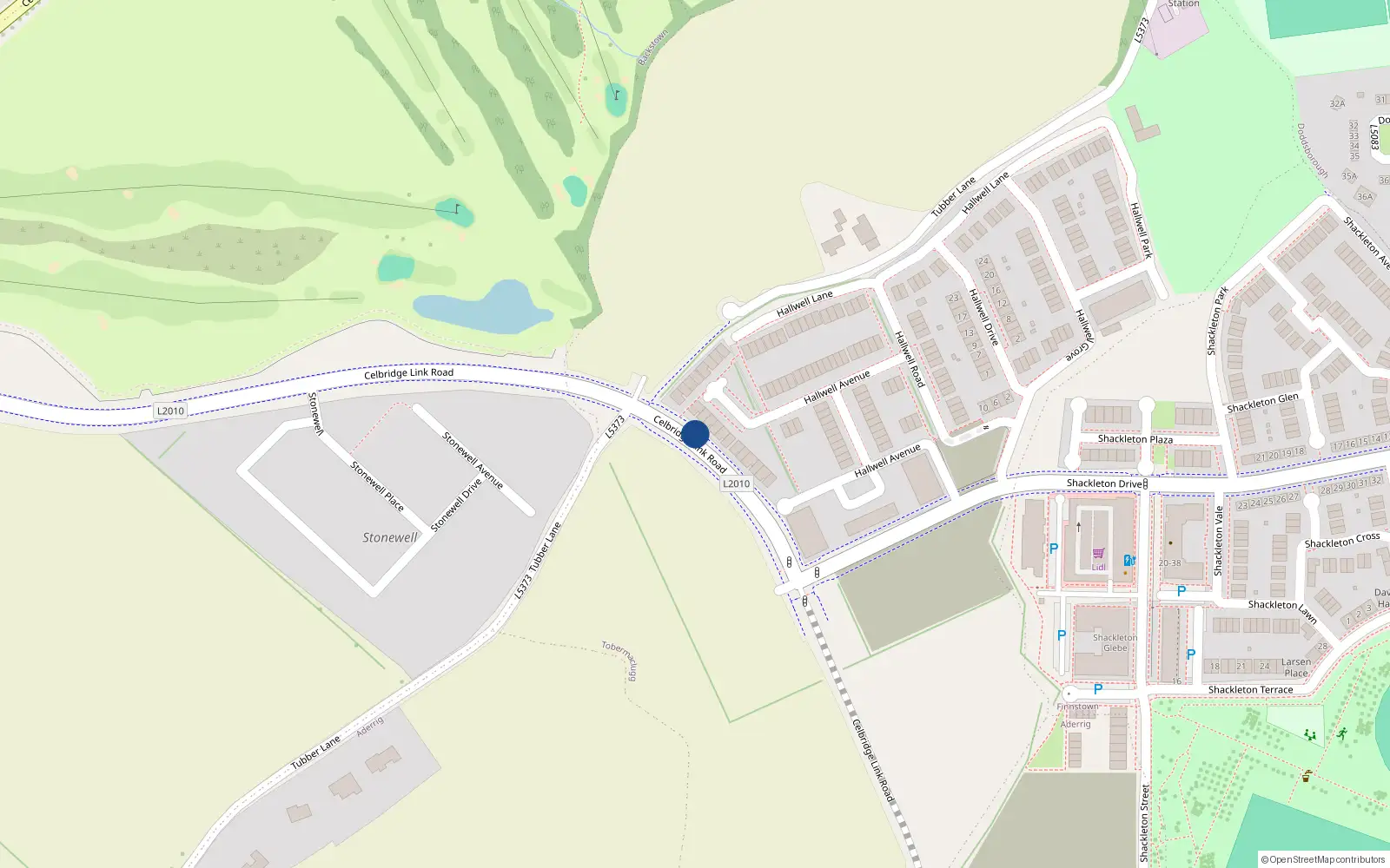 Overhead map showing the location of 20 Hallwell Green, Lucan