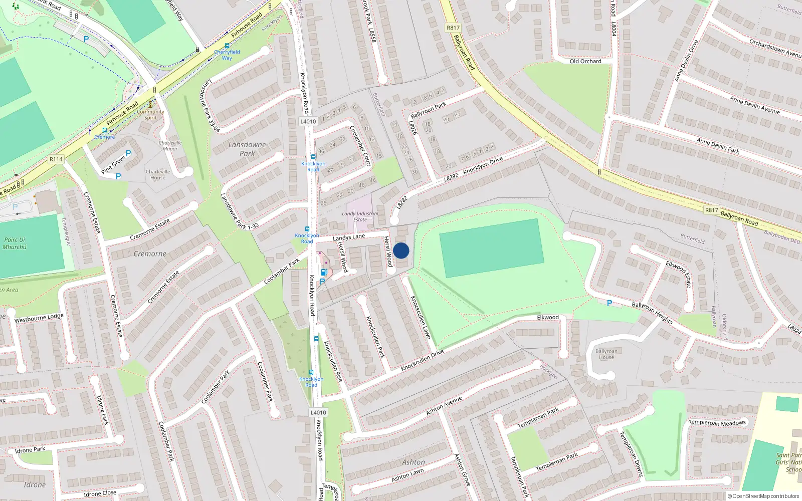 Overhead map showing the location of 20 Hersil Wood, Dublin 16