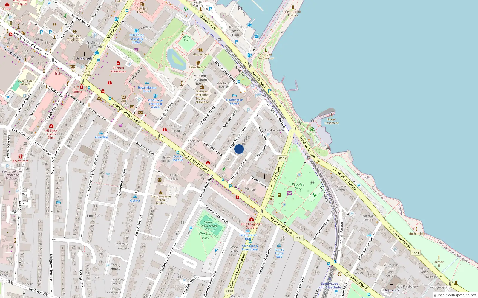 Overhead map showing the location of 20 Mellifont Avenue, Dublin