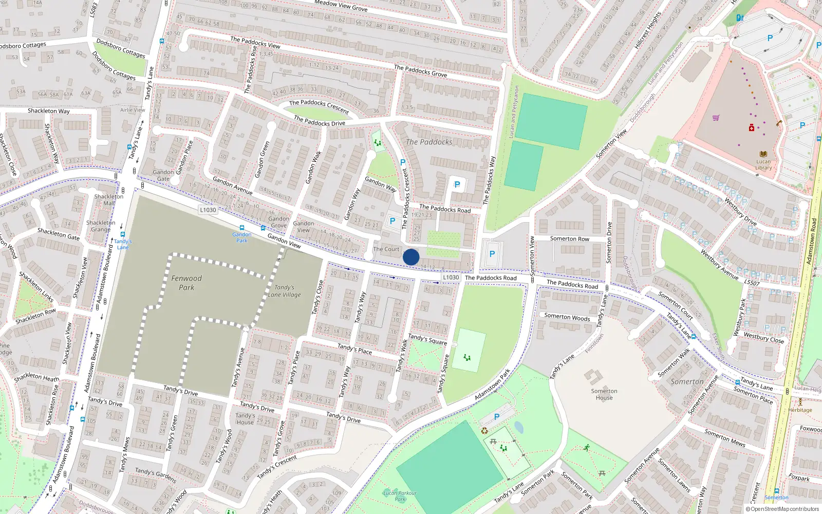 Overhead map showing the location of 20 Paddocks Square, The Paddocks Road, Adamstown