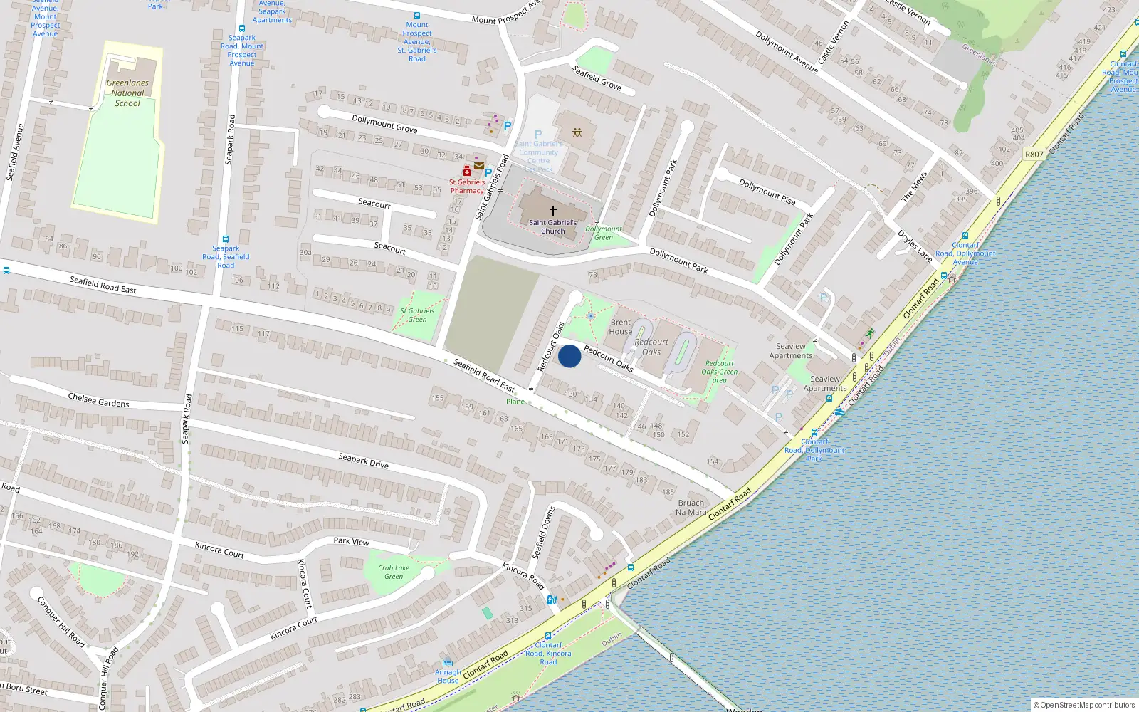 Overhead map showing the location of 20 Pintail House, Seafield Road East, Dublin 3