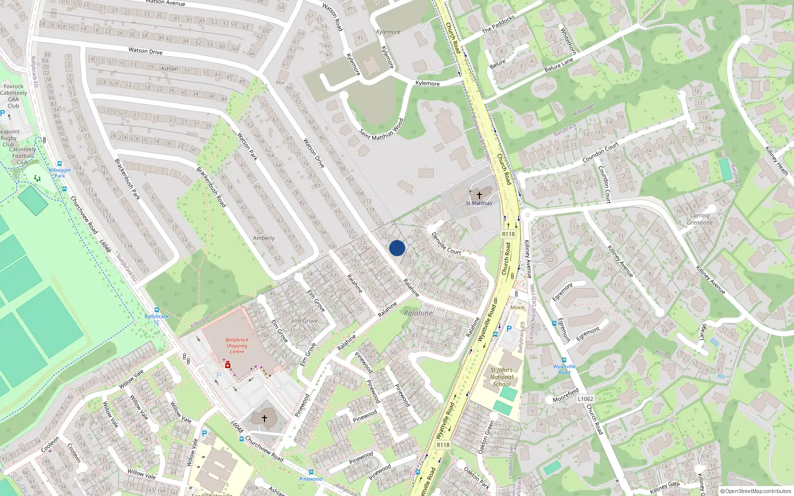 Overhead map showing the location of 20 Ralahine, Ballybrack