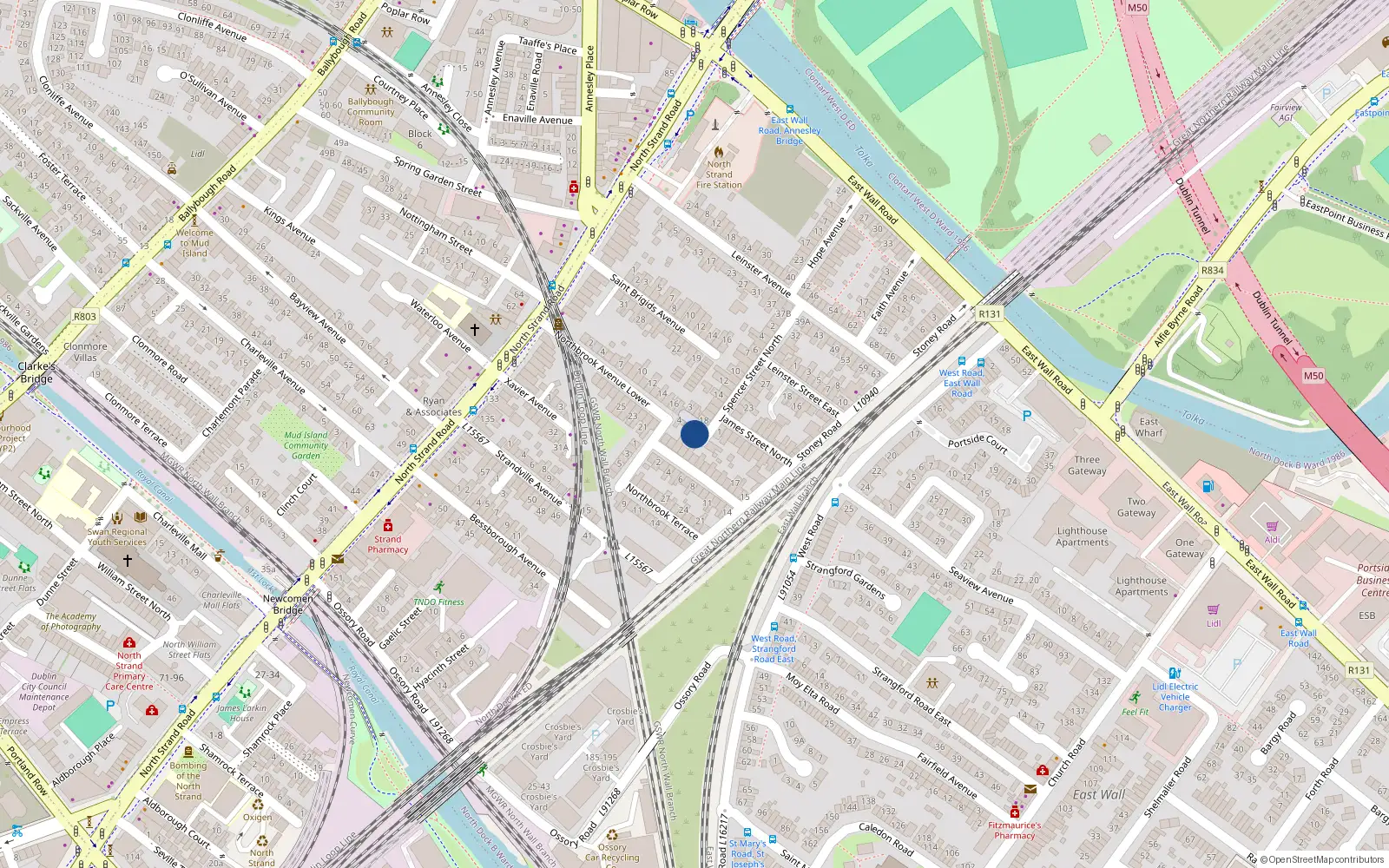 Overhead map showing the location of 20 Spencer Street North, North Strand