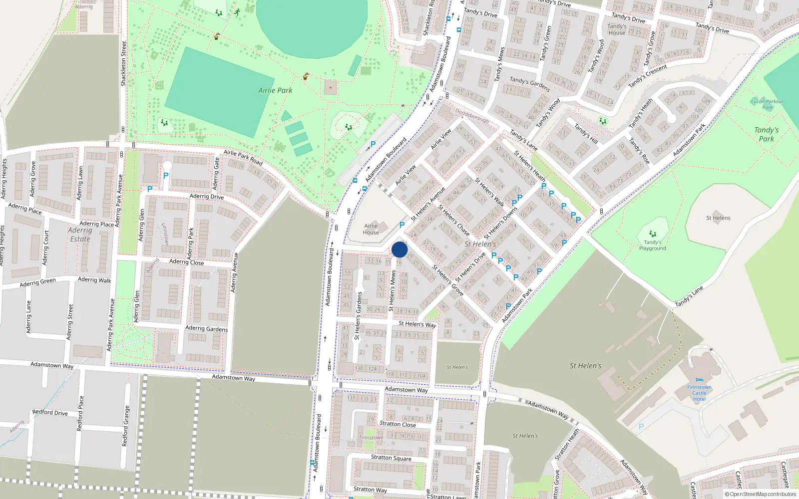 Overhead map showing the location of 20 St. Helen's Avenue, St. Helen's, Adamstown