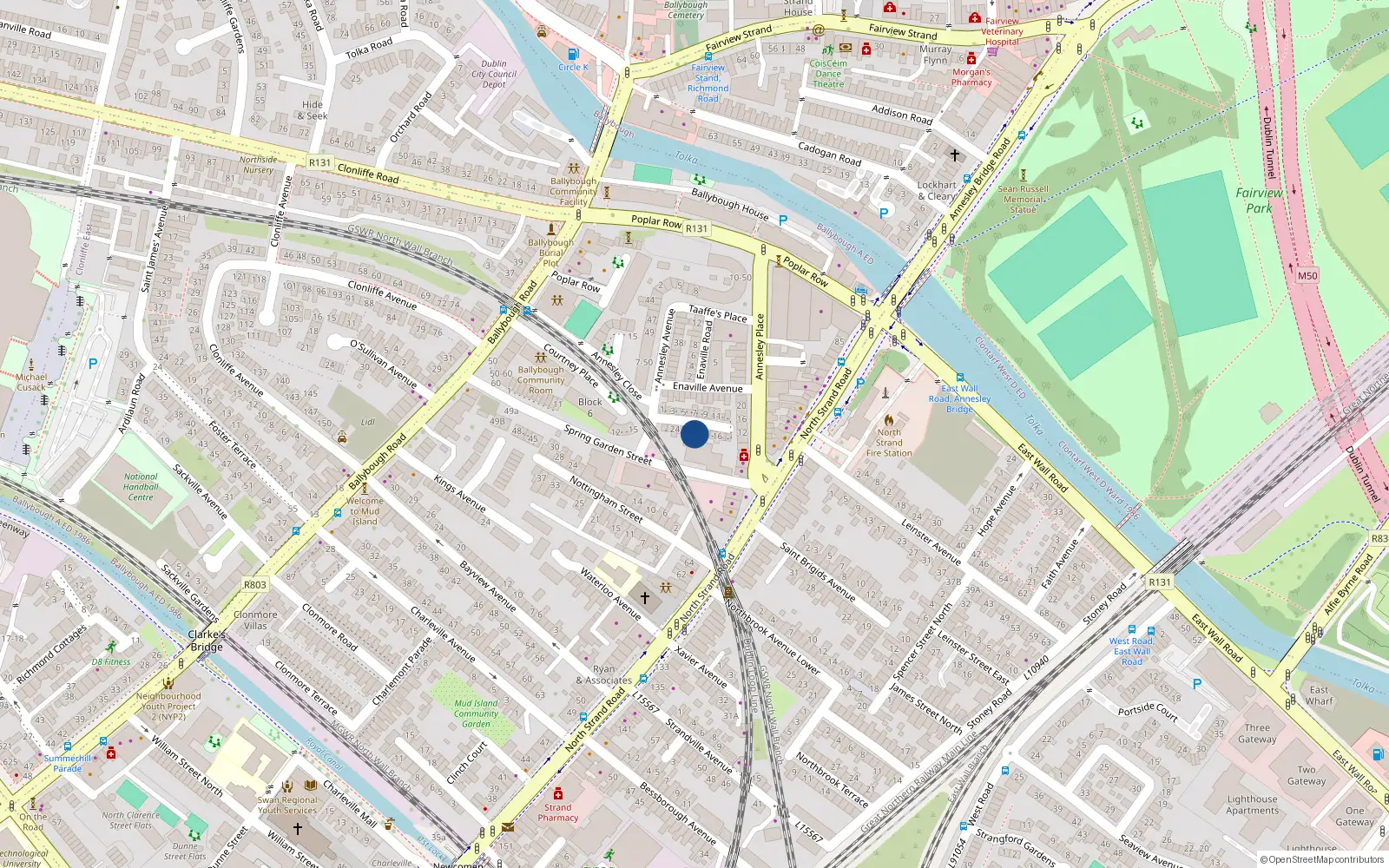 Overhead map showing the location of 20 St Patricks Avenue, North Strand, Dublin 3