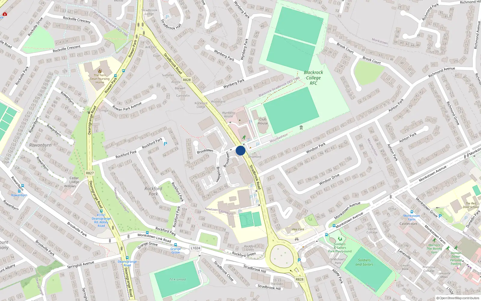 Overhead map showing the location of 20 Stradbrook Road, Dublin