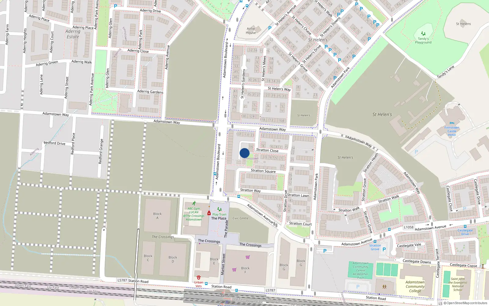 Overhead map showing the location of 20 Stratton Square, Lucan