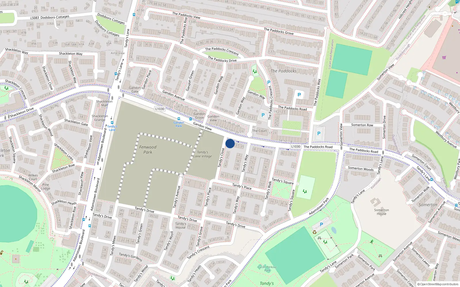 Overhead map showing the location of 20 Tandy's Gate, Adamstown