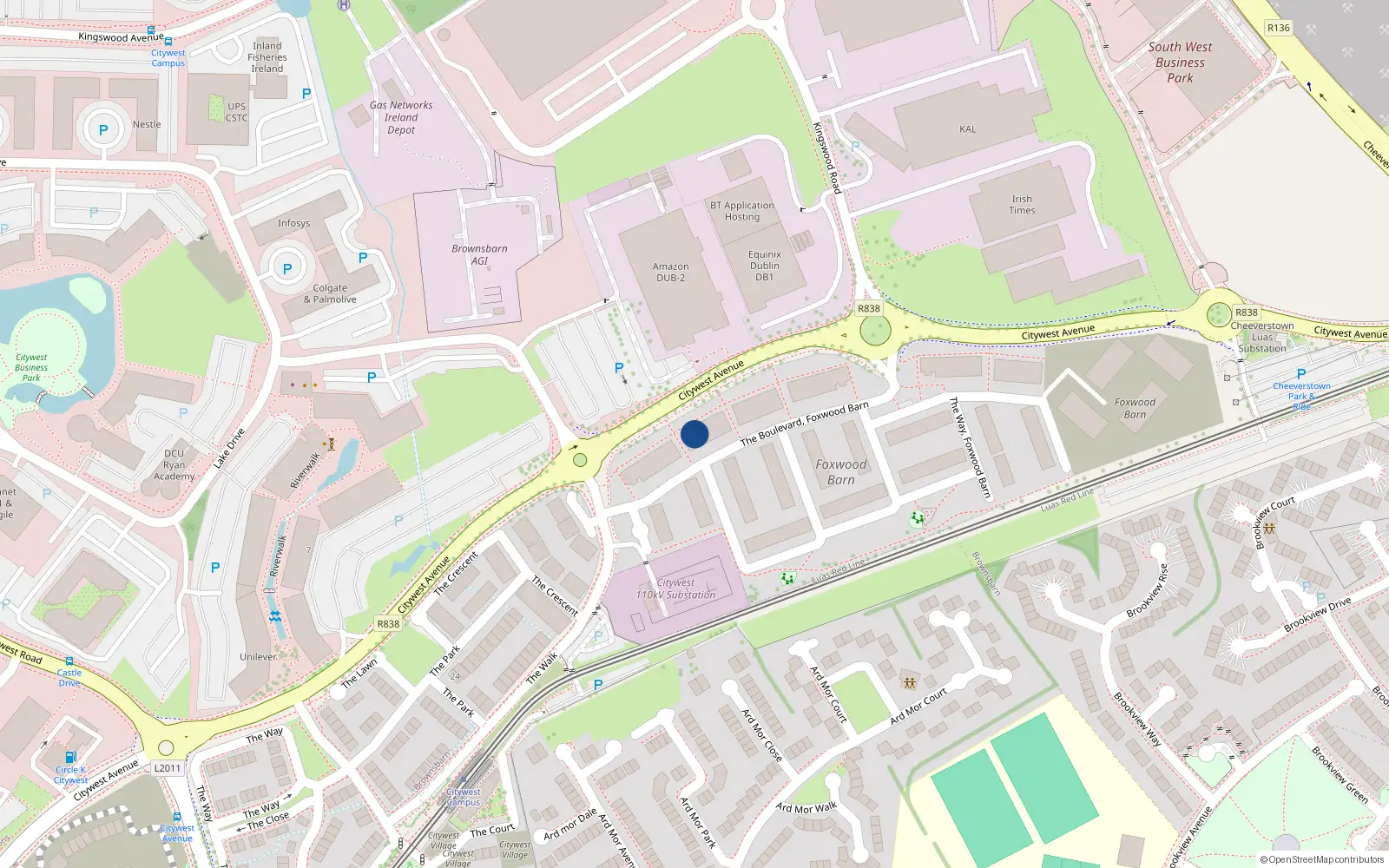 Overhead map showing the location of 20 The Boulevard, Brownsbarn