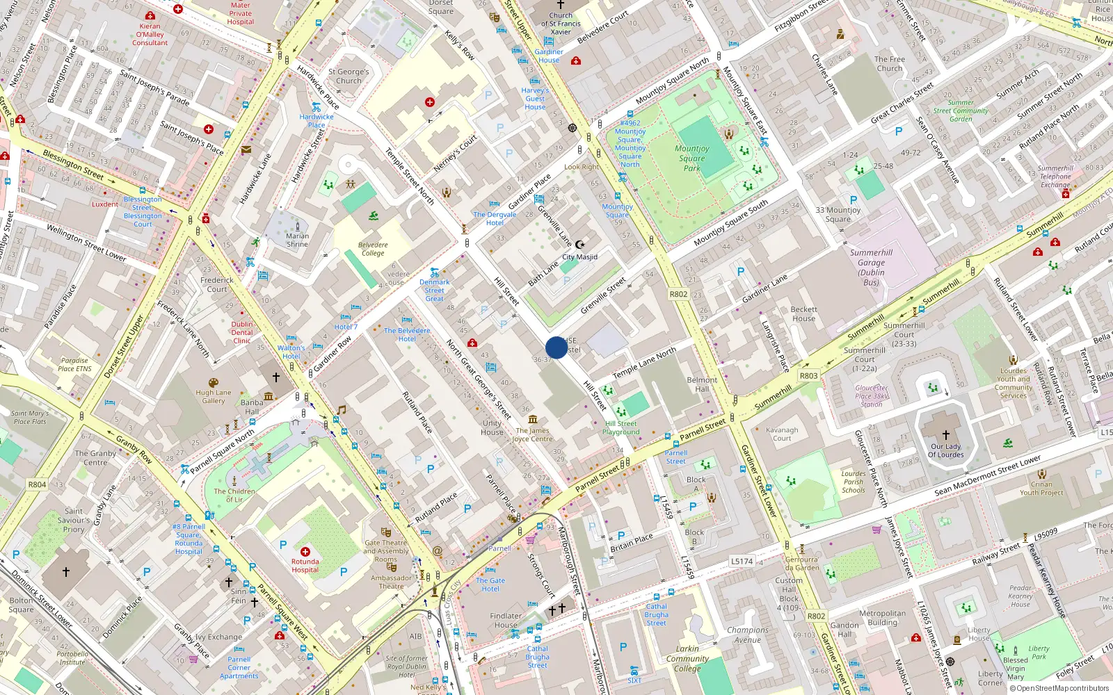 Overhead map showing the location of 20 the Courtyard, Hill Street, Dublin 1