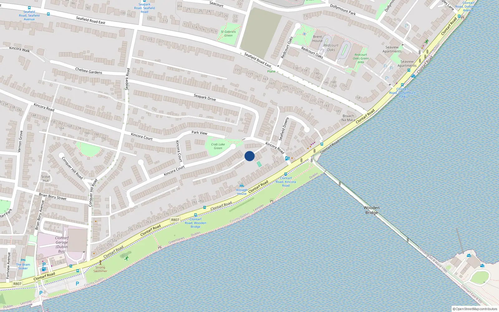 Overhead map showing the location of 20 the Mews, Seafield Close, Clontarf