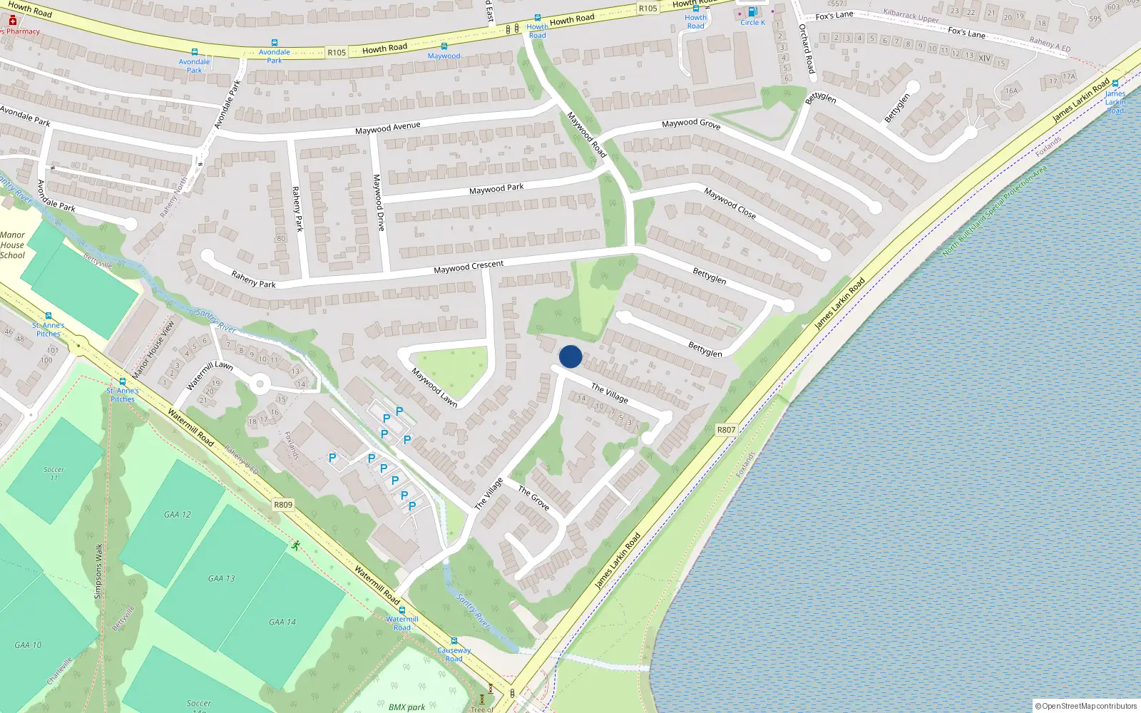 Overhead map showing the location of 20 the Village, Watermill Road, Bettyglen