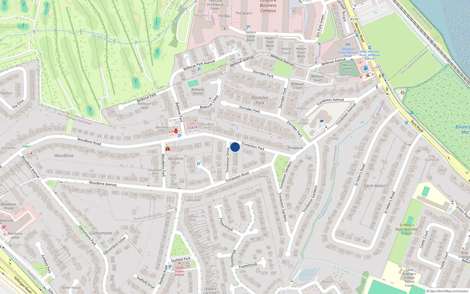 Overhead map showing the location of 20 Trimleston Drive, Trimleston or Owenstown
