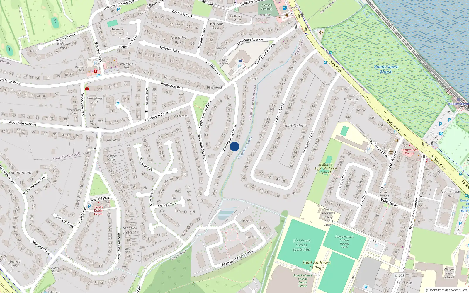Overhead map showing the location of 20 Trimleston Gardens, Trimleston or Owenstown