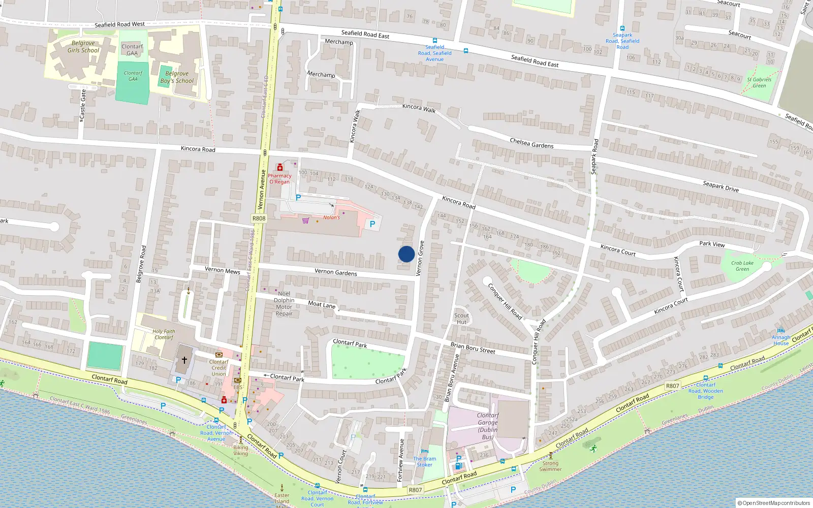 Overhead map showing the location of 20 Vernon Grove, Dublin 3