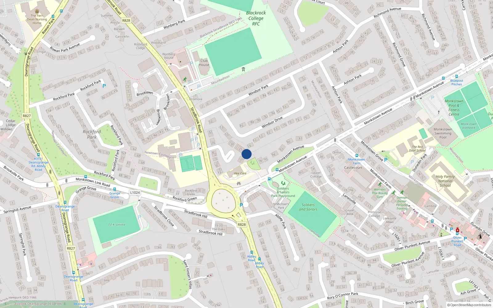 Overhead map showing the location of 20 Windsor Court, Blackrock