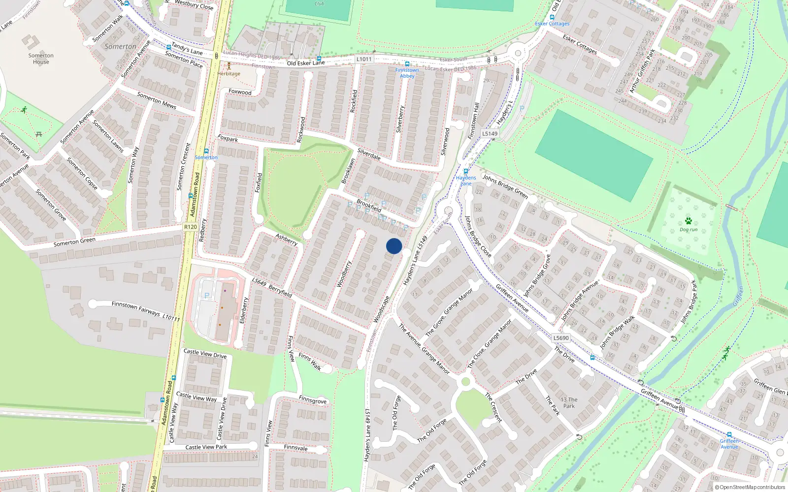 Overhead map showing the location of 20 Woodscape, Lucan