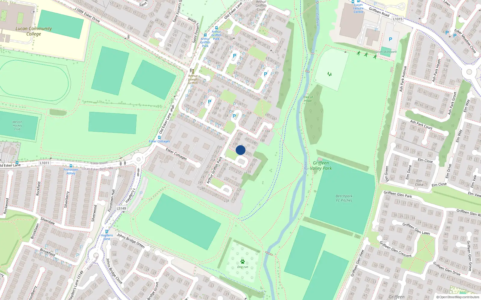 Overhead map showing the location of 200 Arthur Griffith Park, Lucan