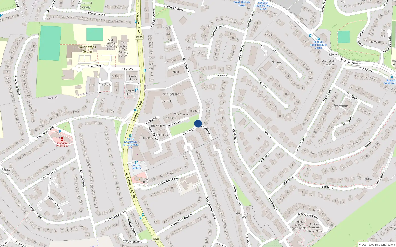 Overhead map showing the location of 200 Trimbleston, Goatstown