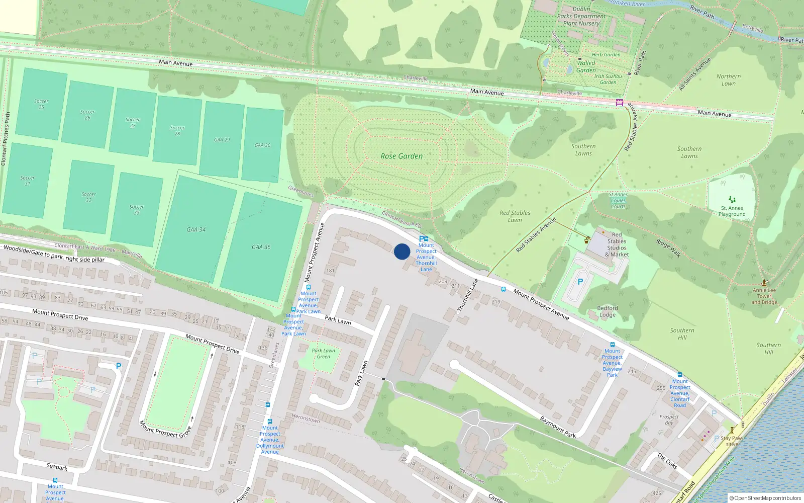 Overhead map showing the location of 201 Mount Prospect Avenue, Dublin 3