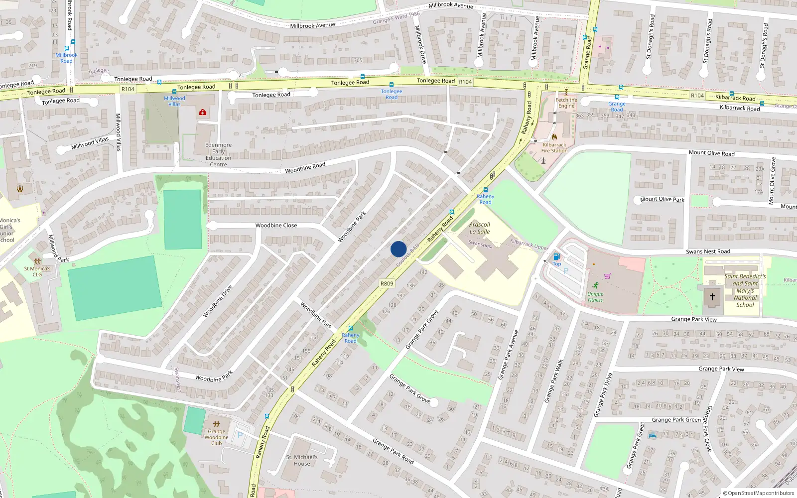 Overhead map showing the location of 201 Raheny Road, Dublin 5