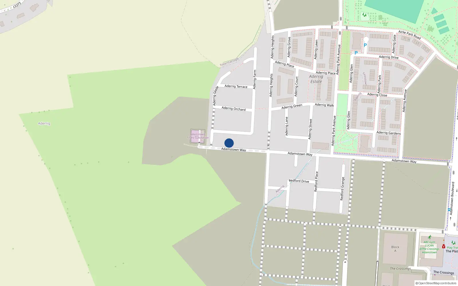 Overhead map showing the location of 202 Adamstown Way, Lucan