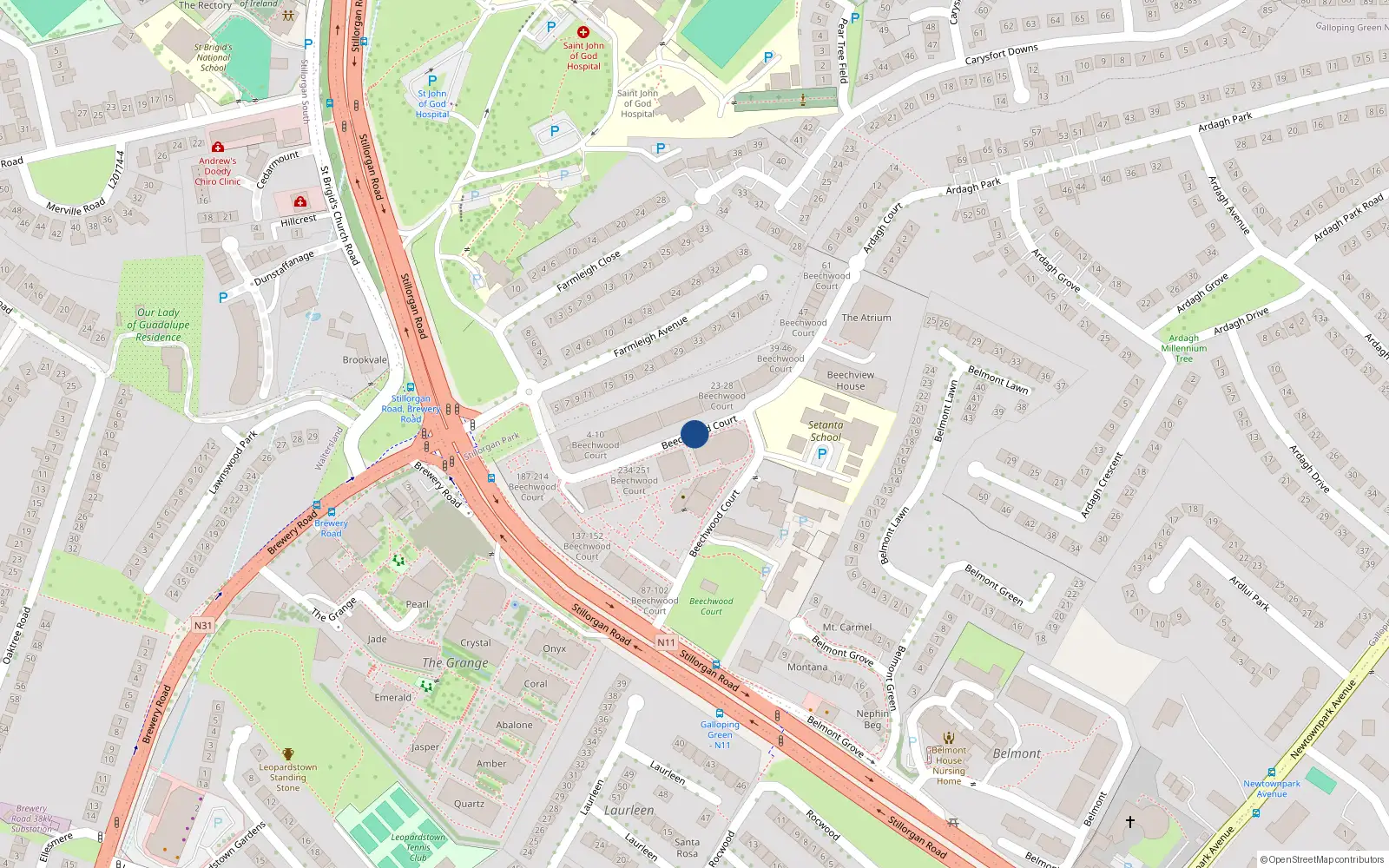 Overhead map showing the location of 202 Beechwood Court, Galloping Green North