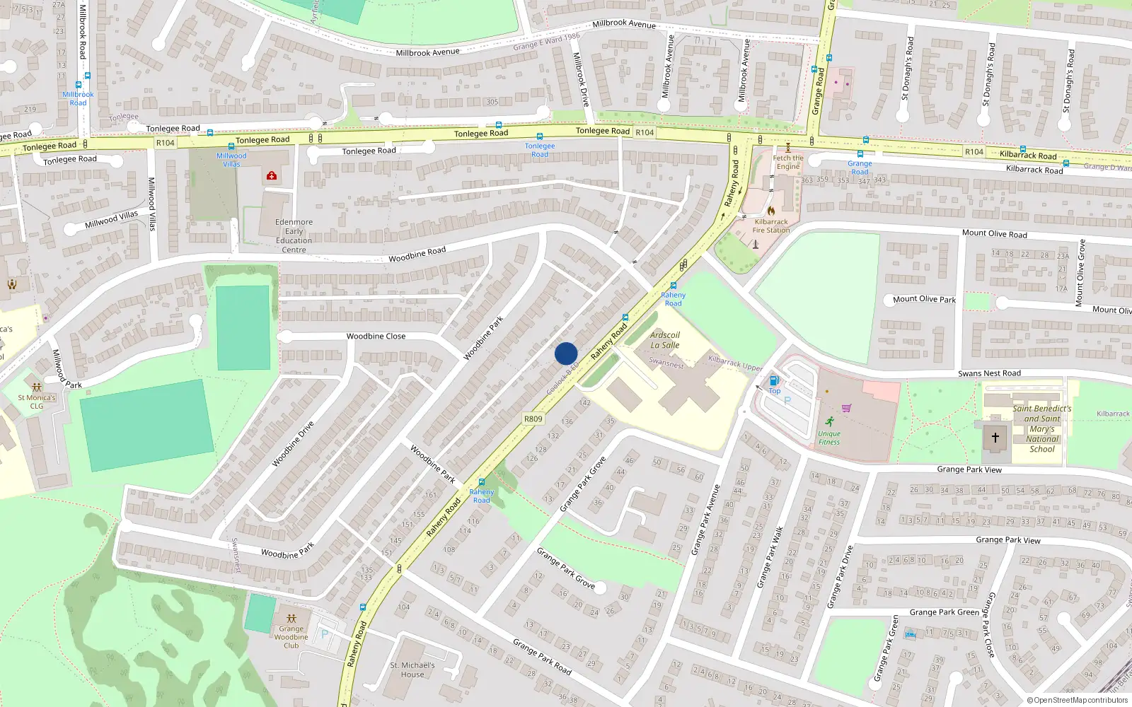 Overhead map showing the location of 207 Raheny Road, Dublin 5