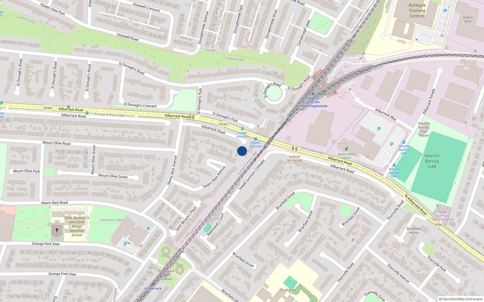 Overhead map showing the location of 209 Kilbarrack Road, Dublin 5