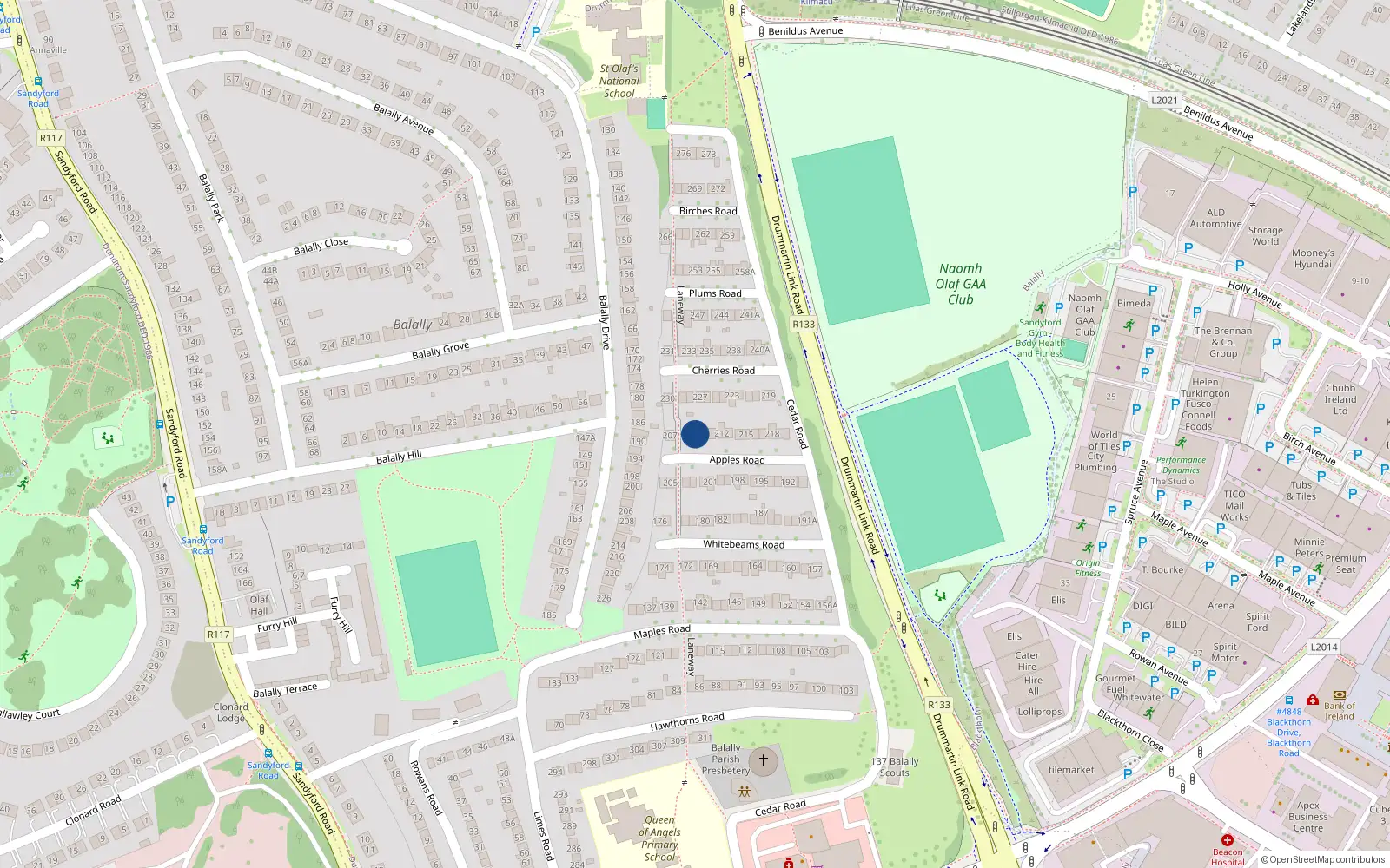 Overhead map showing the location of 209 Apples Road, Wedgewood