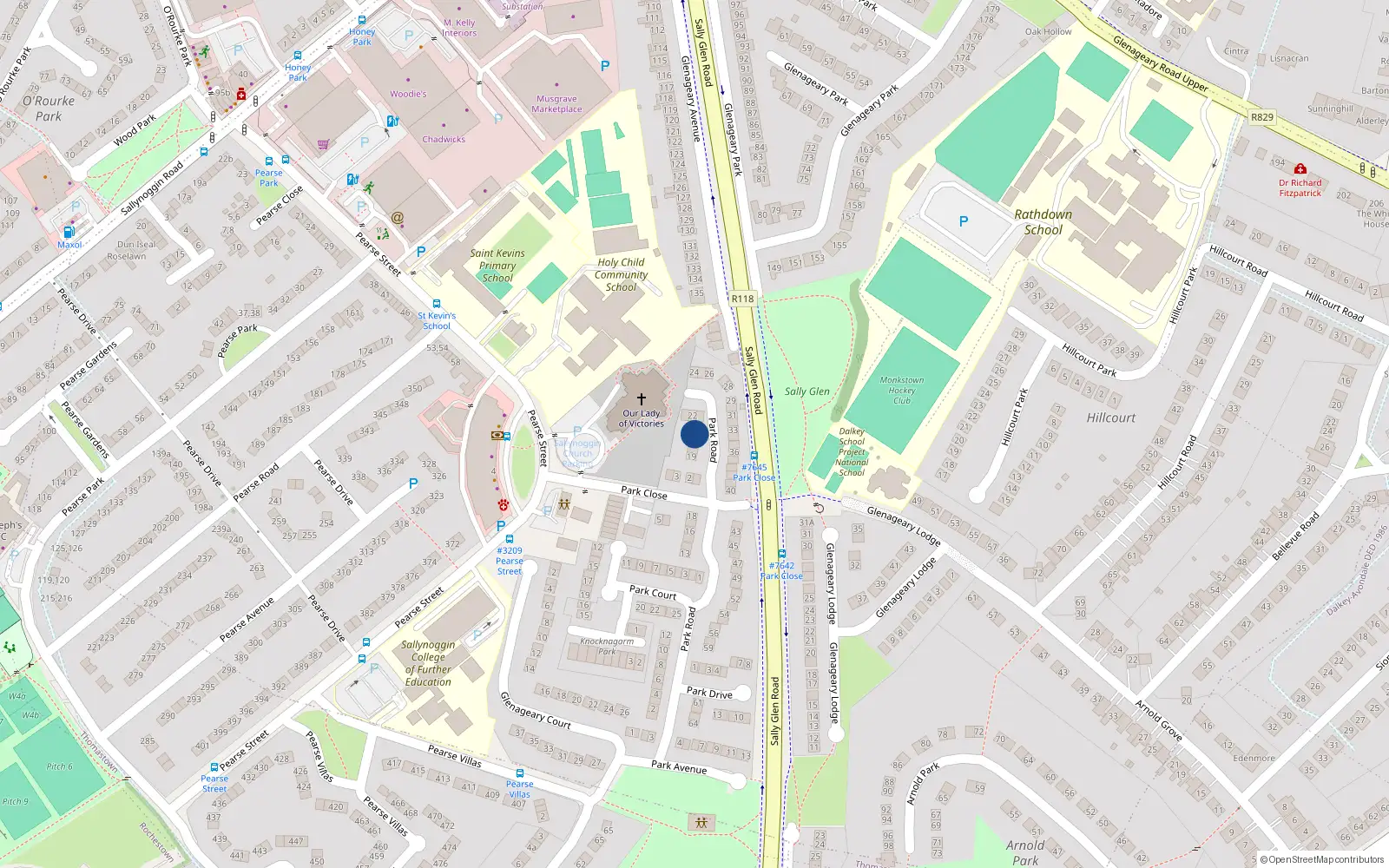 Overhead map showing the location of 20B Park Road, Dublin
