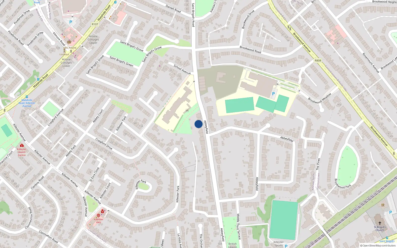 Overhead map showing the location of 21 Abbeyfield, Dublin 5