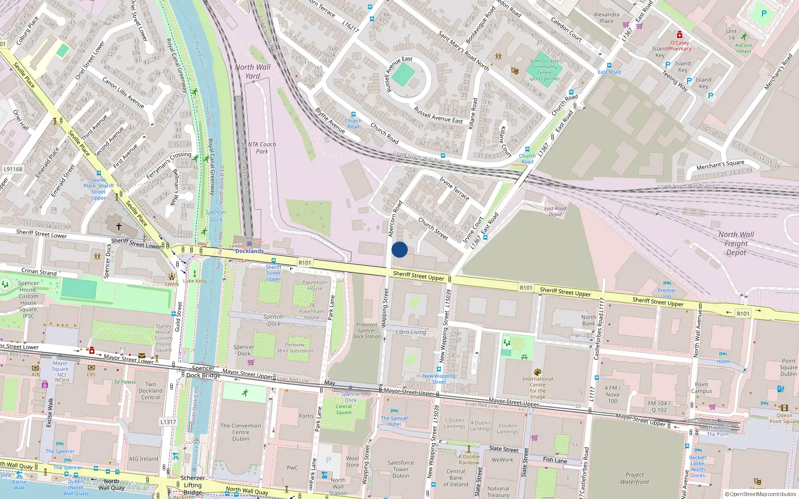Overhead map showing the location of 21 Abercorn Road, Dublin 3