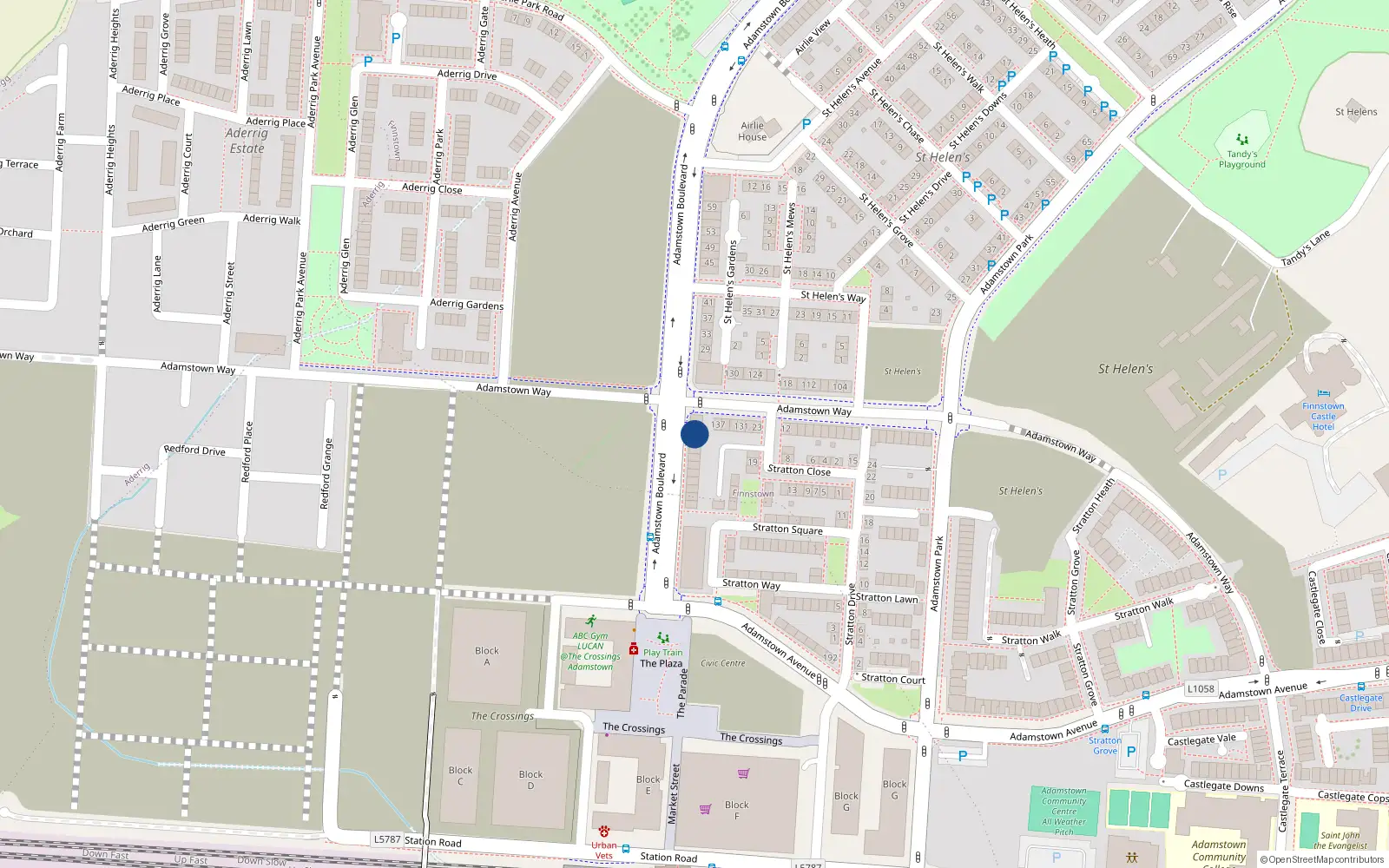 Overhead map showing the location of 21 Adamstown Boulevard, Adamstown
