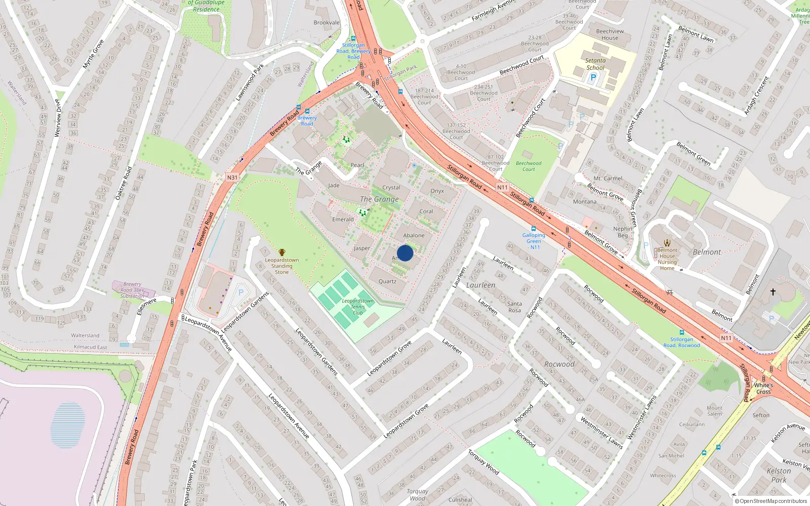 Overhead map showing the location of 21 Amber, The Grange, Stillorgan