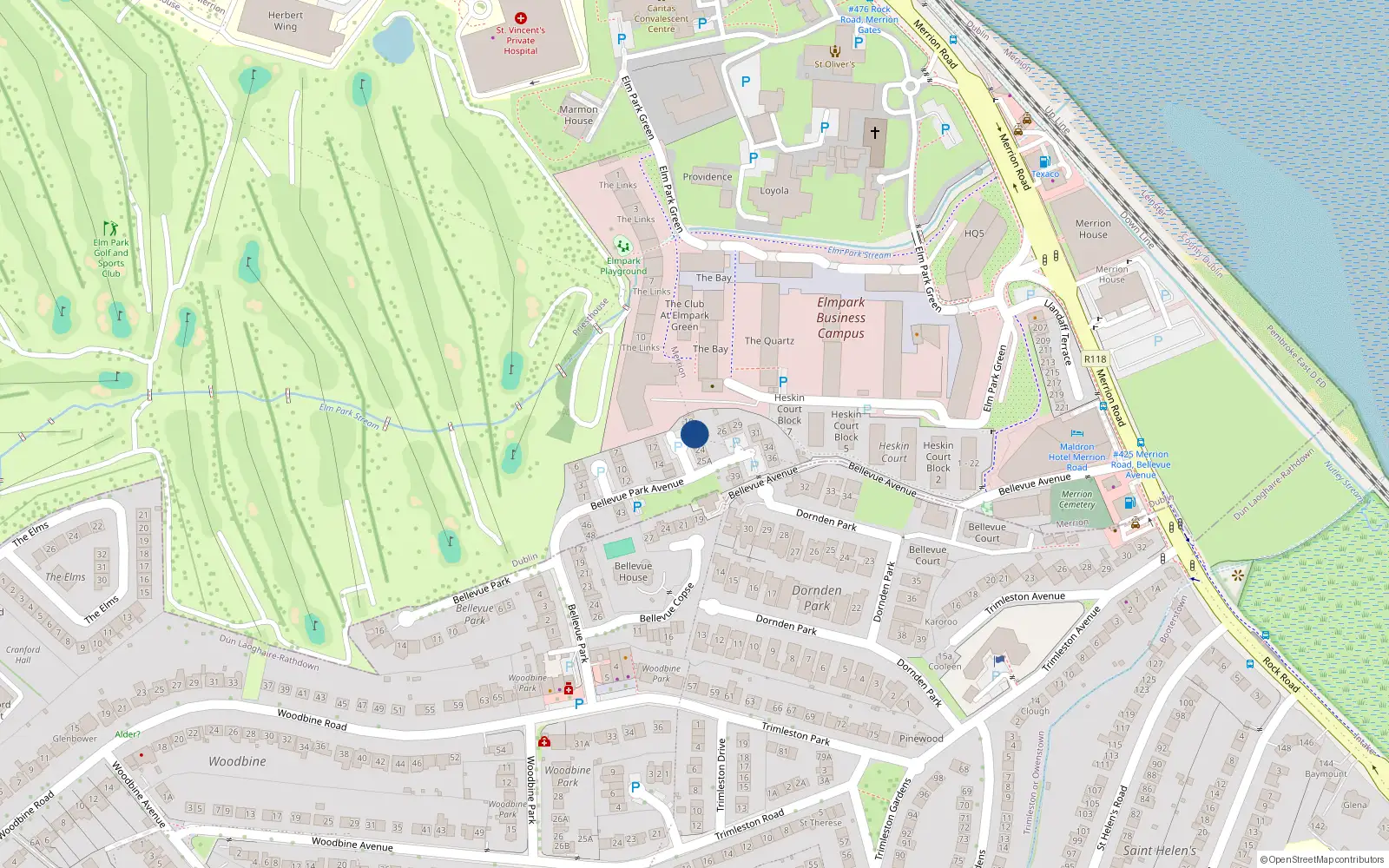 Overhead map showing the location of 21 Bellevue Park Avenue, Priesthouse