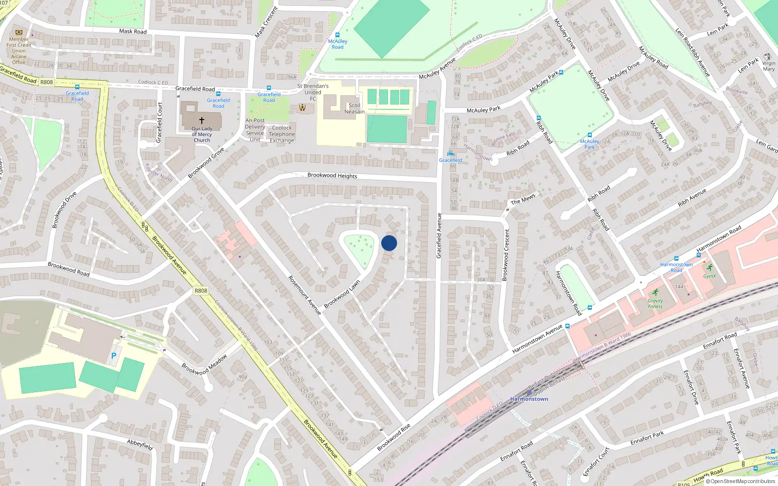 Overhead map showing the location of 21 Brookwood Lawn, Dublin 5