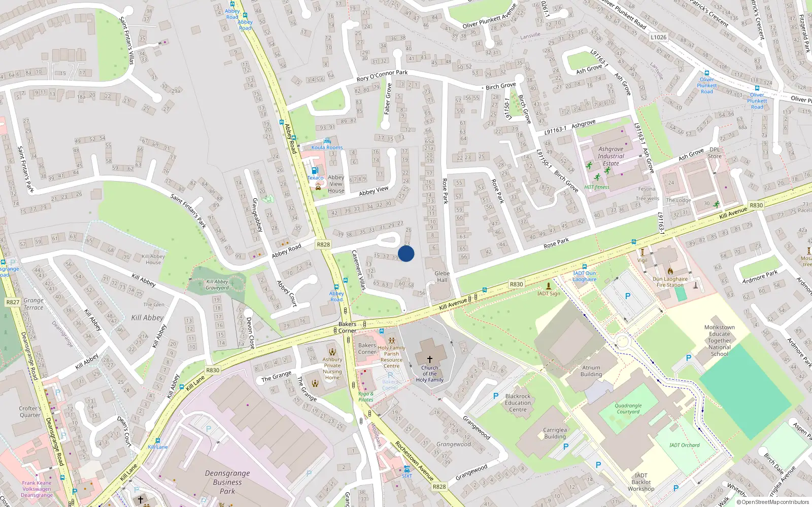 Overhead map showing the location of 21 Casement Villas, Dun Laoghaire