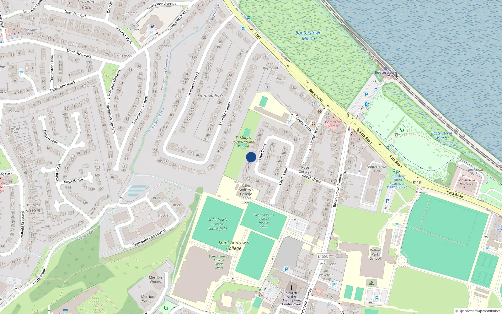 Overhead map showing the location of 21 Castle Court, Blackrock