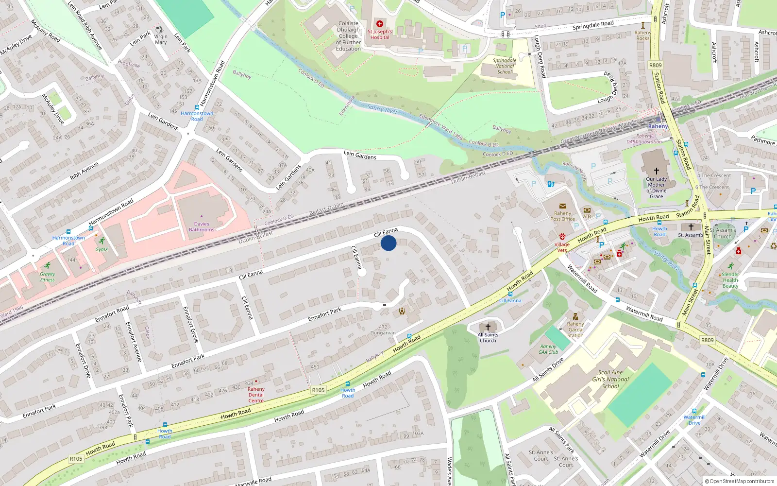 Overhead map showing the location of 21 Cill Eanna, Dublin 5
