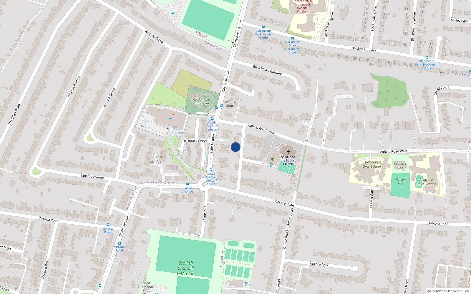 Overhead map showing the location of 21 Court View, Castle Avenue, Clontarf Dublin 3