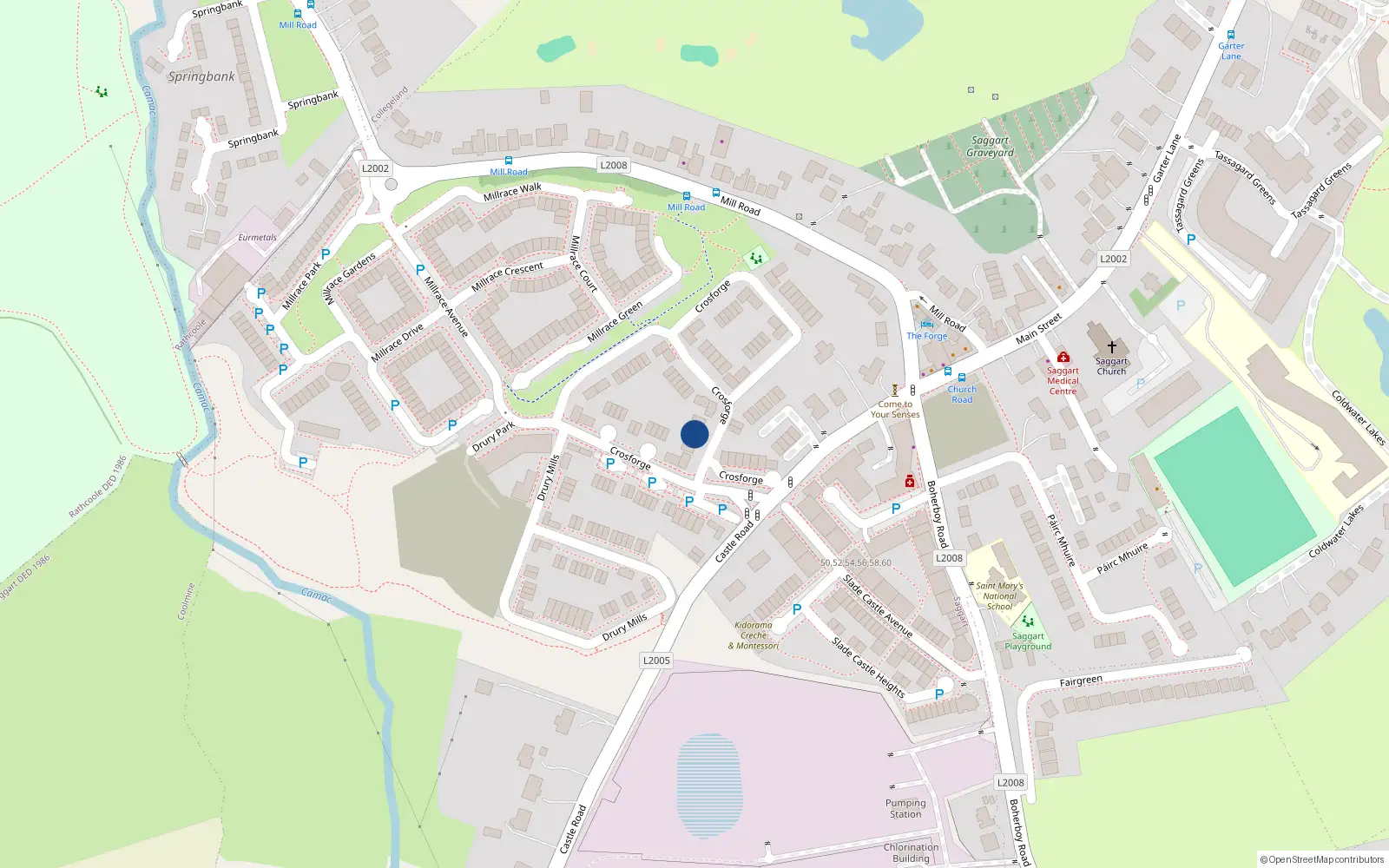 Overhead map showing the location of 21 Crosforge, Saggart
