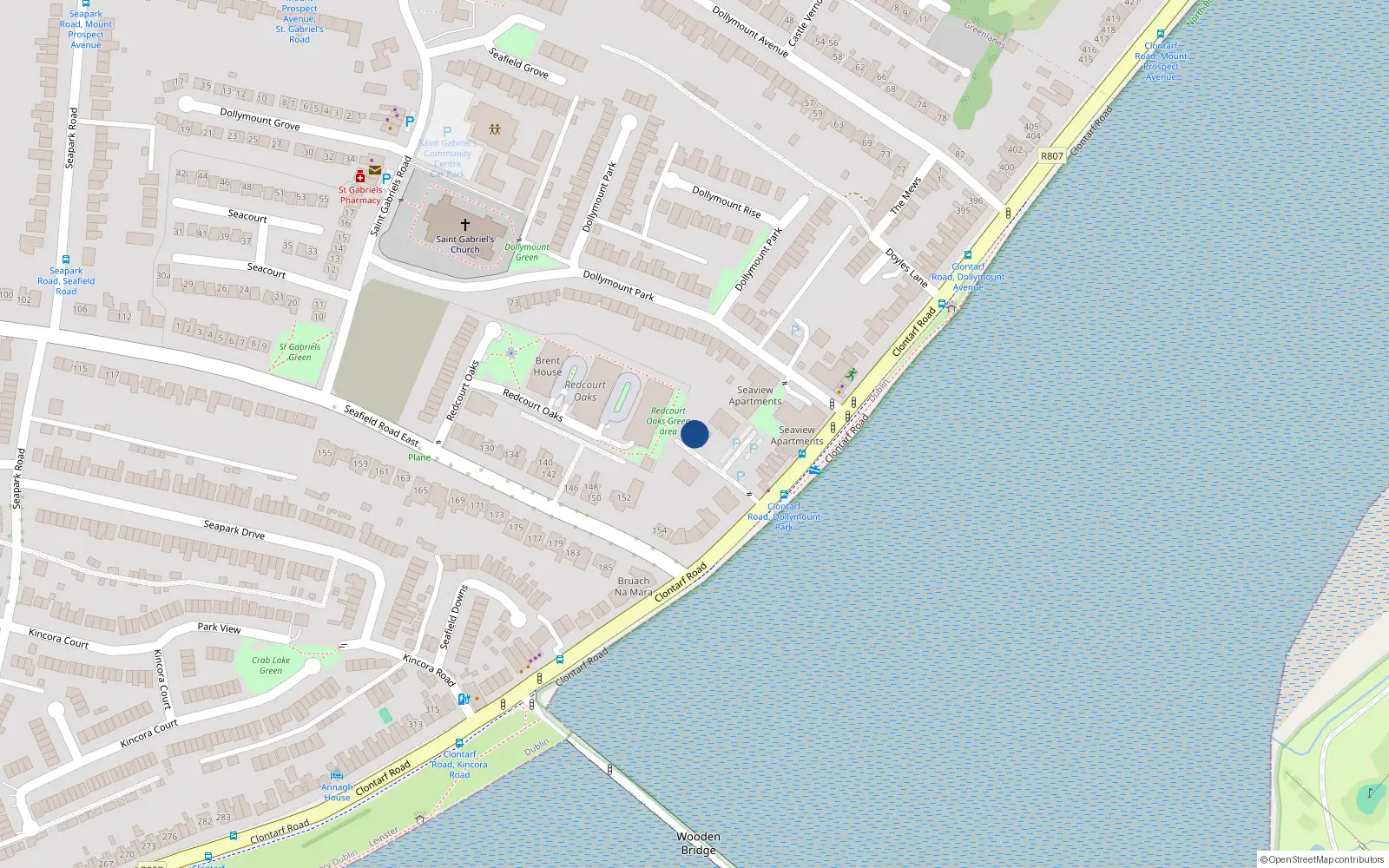 Overhead map showing the location of 21 Danes Court, Clontarf Road, Dollymount Dublin 3