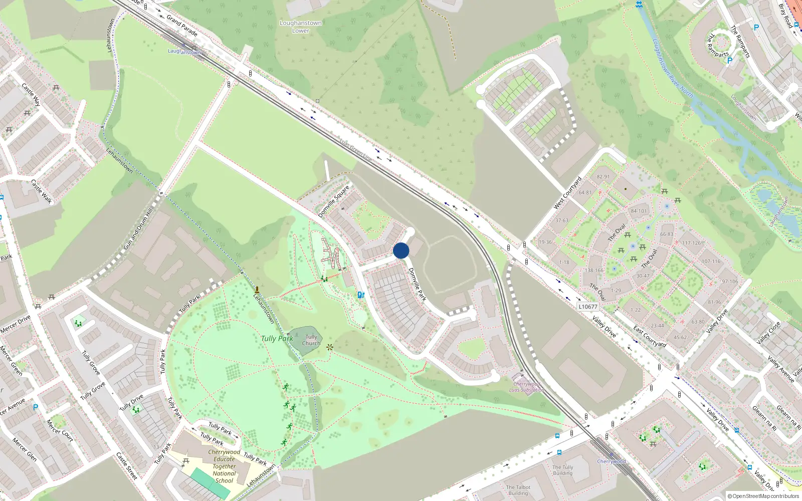 Overhead map showing the location of 21 Domville Square, Laughanstown