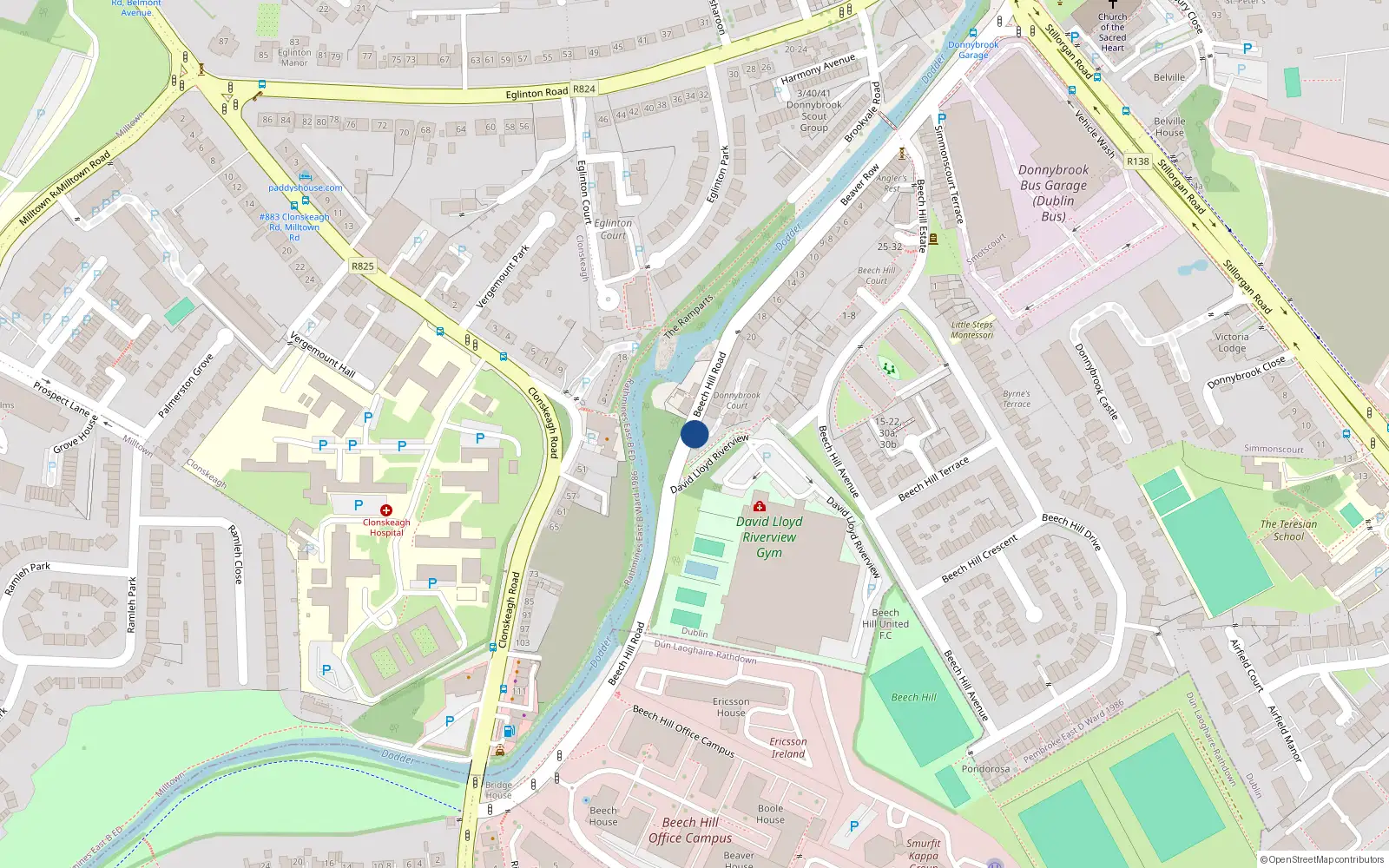 Overhead map showing the location of 21 Donnybrook Court, Merrion