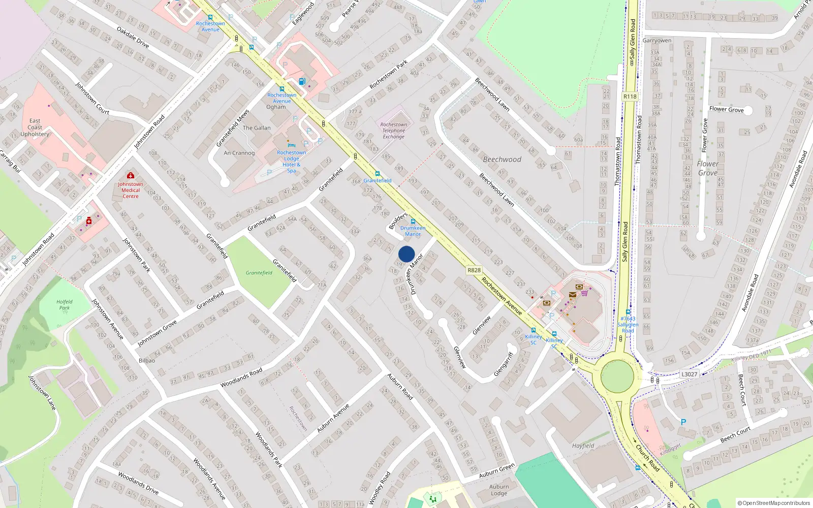 Overhead map showing the location of 21 Drumkeen Manor, Dun Laoghaire