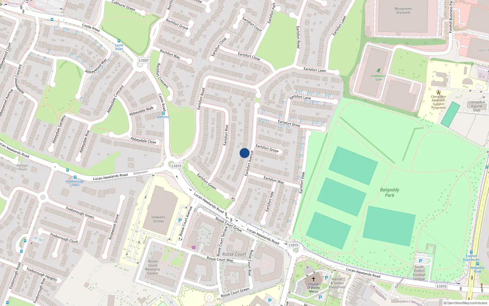 Overhead map showing the location of 21 Earlsfort Avenue, Lucan