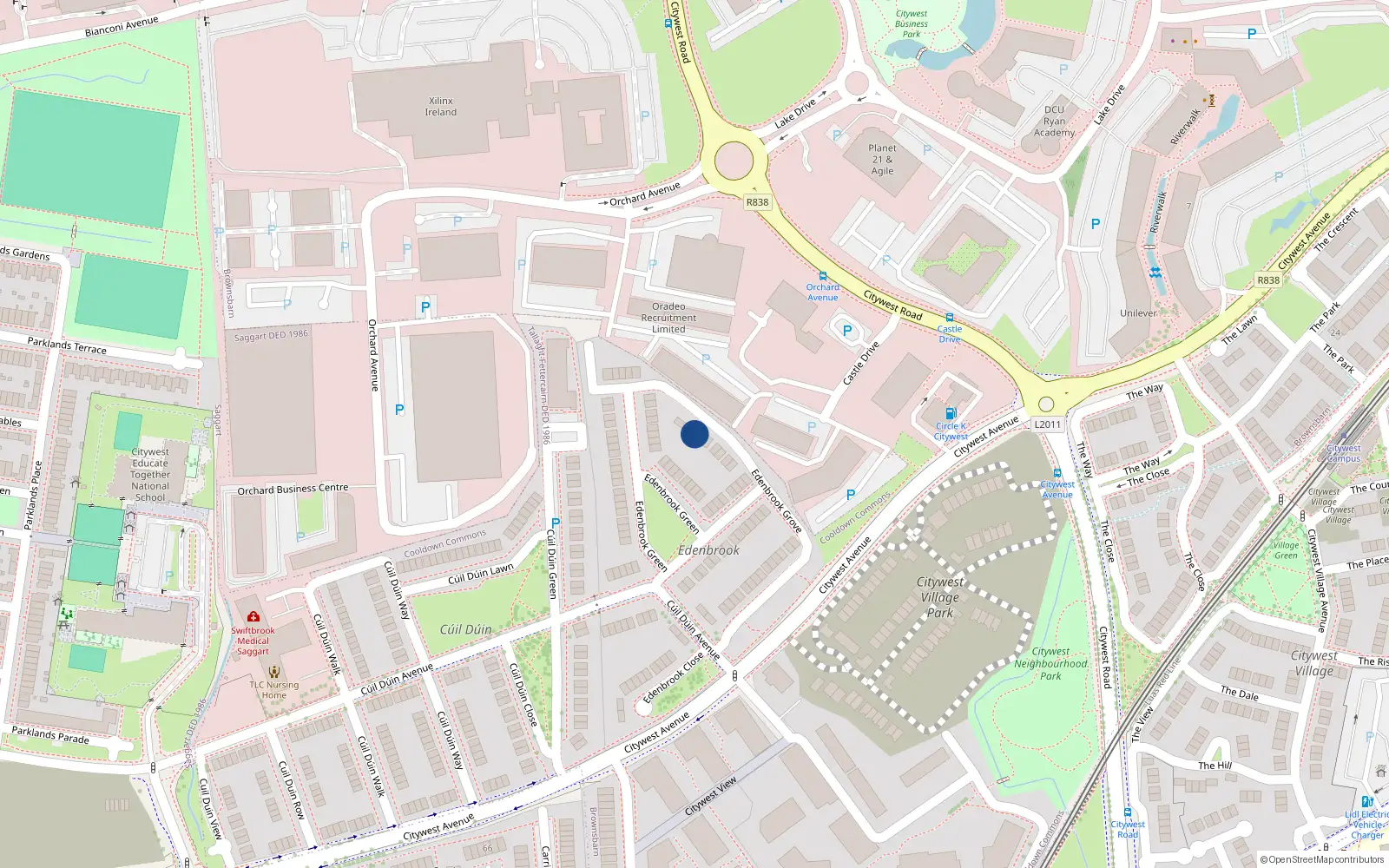Overhead map showing the location of 21 Edenbrook Grove, Citywest